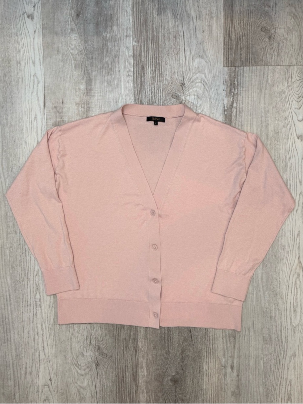 Quince Lightweight Cotton Cashmere Cardigan Sugar Stone Womens Size L Grannycore